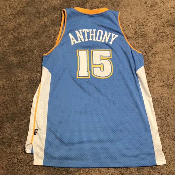 🥳XL-Carmelo Anthony🏀NBA AUTHENTIC DENVER NUGGETS🔥ROOKIE JERSEY blue/yellow💐 - Picture 6 of 10